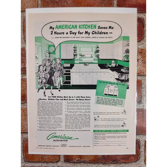 1950 "My American Kitchen Saves Me 2 Hours a Day for My Children" Vtg Print Ad - Picture 7 of 7